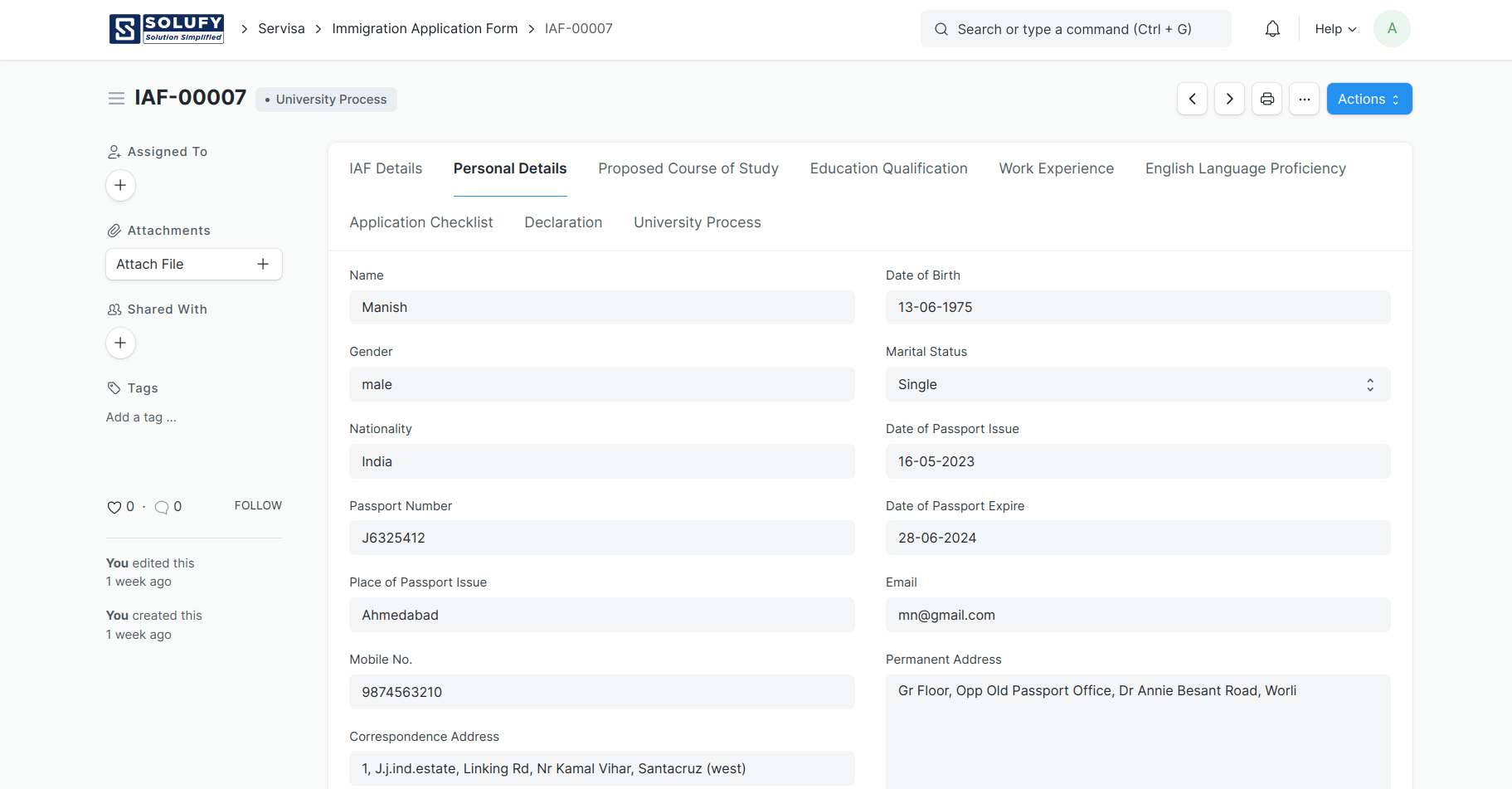 Visa Management System